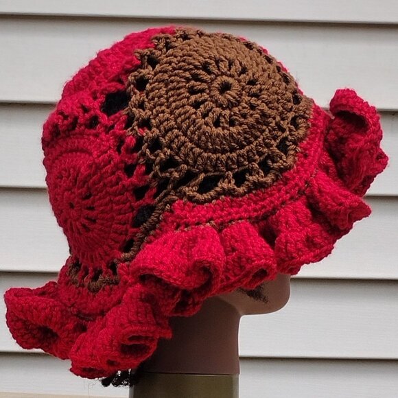 Hat Ruffles Red MUCD | Other | Cinnamon And Crimson Retro Ruffle Hat | Poshmark